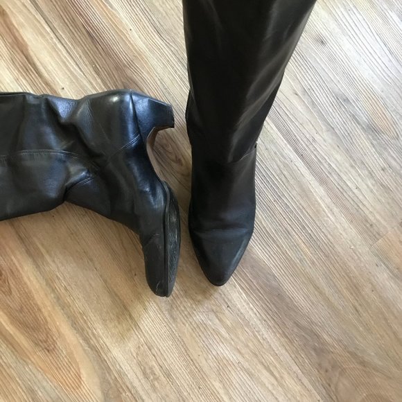 knee high black leather  boot - Picture 1 of 2